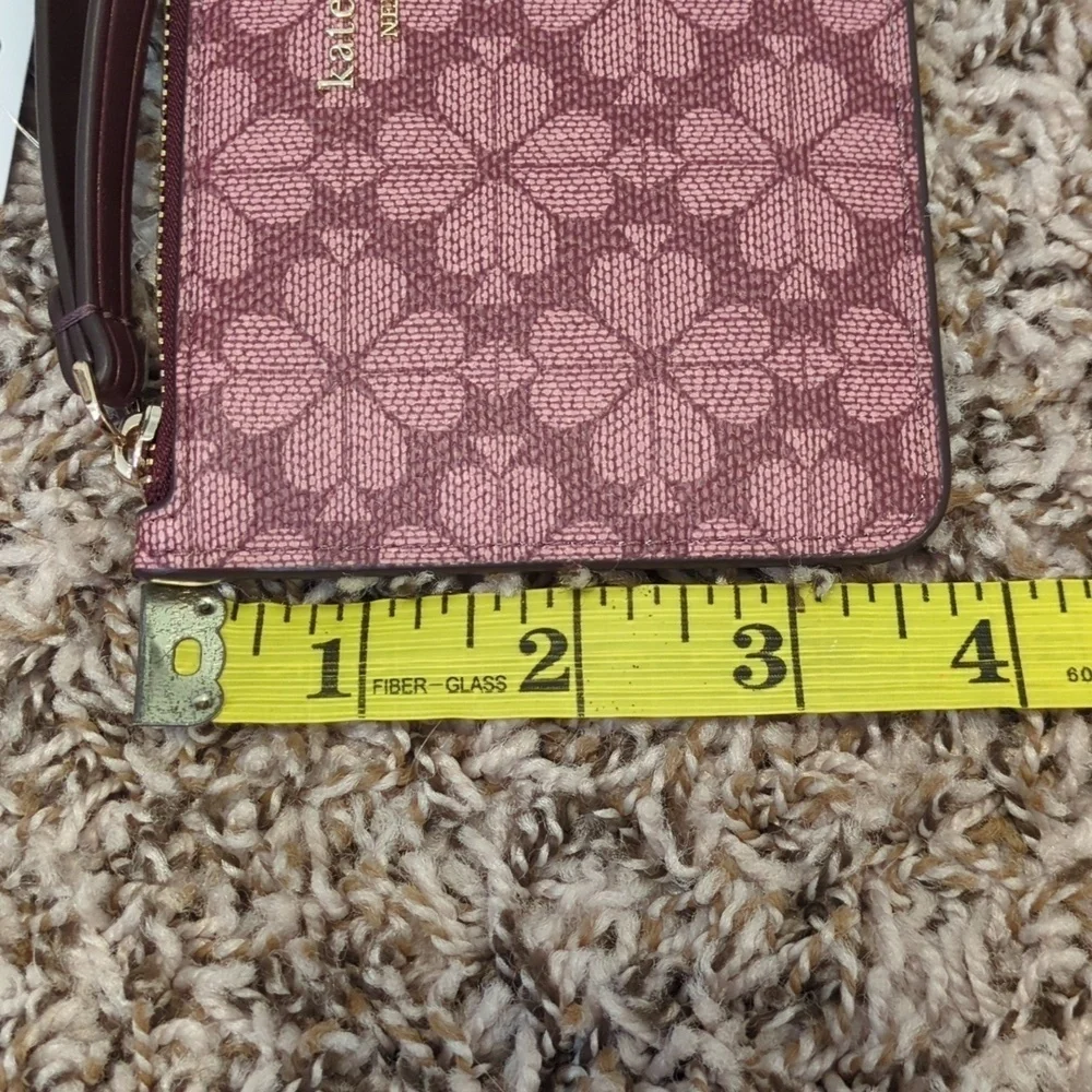 Kate Spade Lucy small floral grenache Spade logo zip wristlet wallet